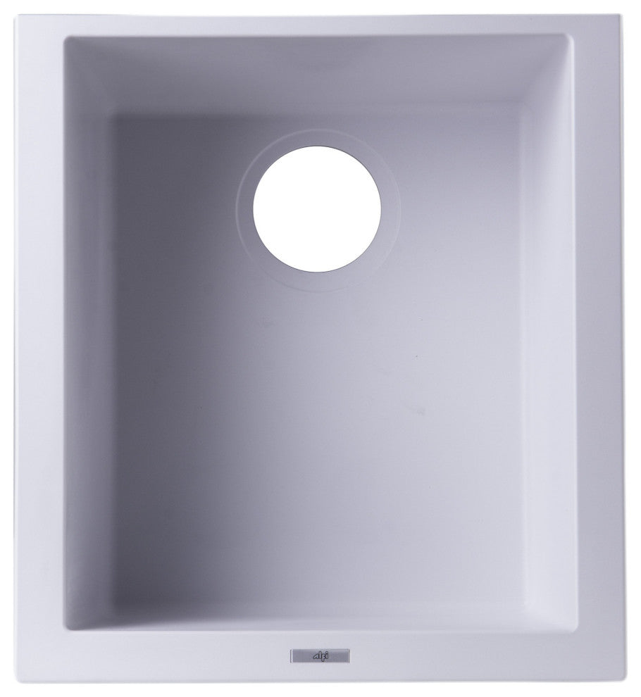 Ab1720Um-W White 17" Undermount Rectangular Granite Composite Kitchen Prep Sink