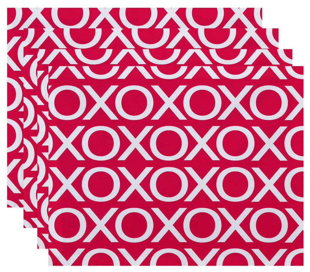 18"x14" Valentine Print Placemat, Fuschia, Set of 4