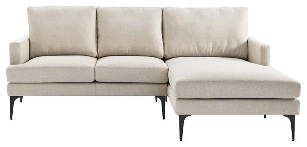 Modway Evermore Right-Facing Metal and Upholstered Fabric Sectional Sofa - Beige