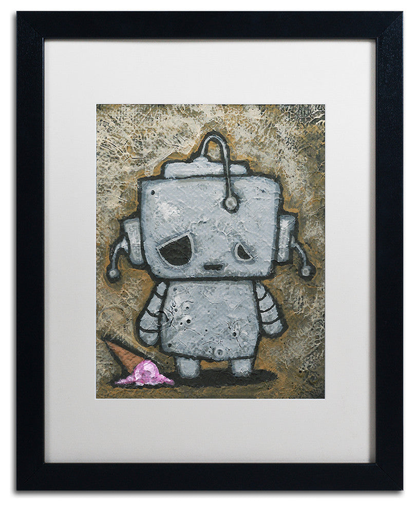 'Weebot-Icecream' Matted Framed Art, Black Frame, White Matte, 20x16