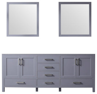 Jacques 80" Dark Gray Double Bathroom Vanity Cabinet, 30" Wall Mirrors
