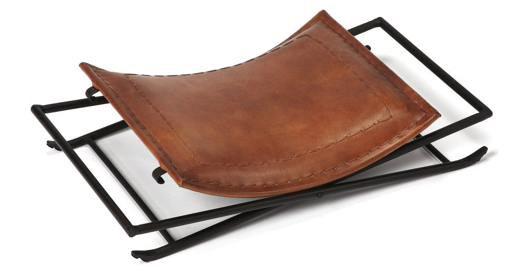 Butler Melton Brown Leather Stool, Medium Brown