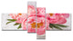 Peony Flowers on White Floor, Floral Canvas Art Print, 60"x32", 4 panels