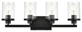Saanvi Four Light Bath Sconce, Black And Clear