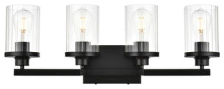 Saanvi Four Light Bath Sconce, Black And Clear