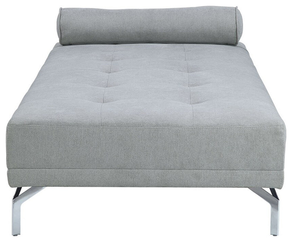 Benzara BM276216 74" Fabric Sofa Daybed, Tufted, 1 Bolster Pillow, Gray