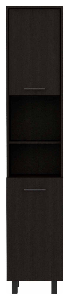 Sheffield 2-Door Pantry Cabinet, with 2 Open Shelves, Black