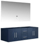 Geneva Transitional Navy Blue 60" Double Vanity with 60" Led Mirror, no Top