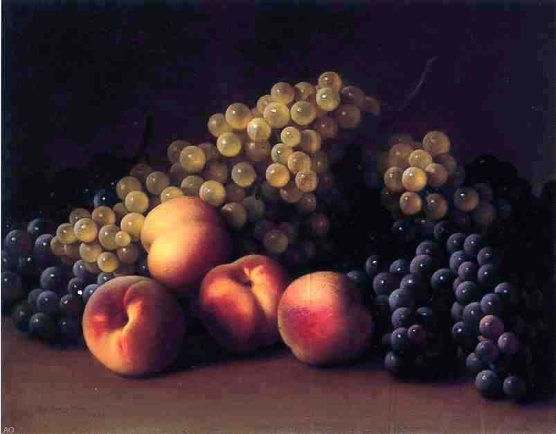 George Henry Hall Peaches and Grapes, 21"x28" Wall Decal