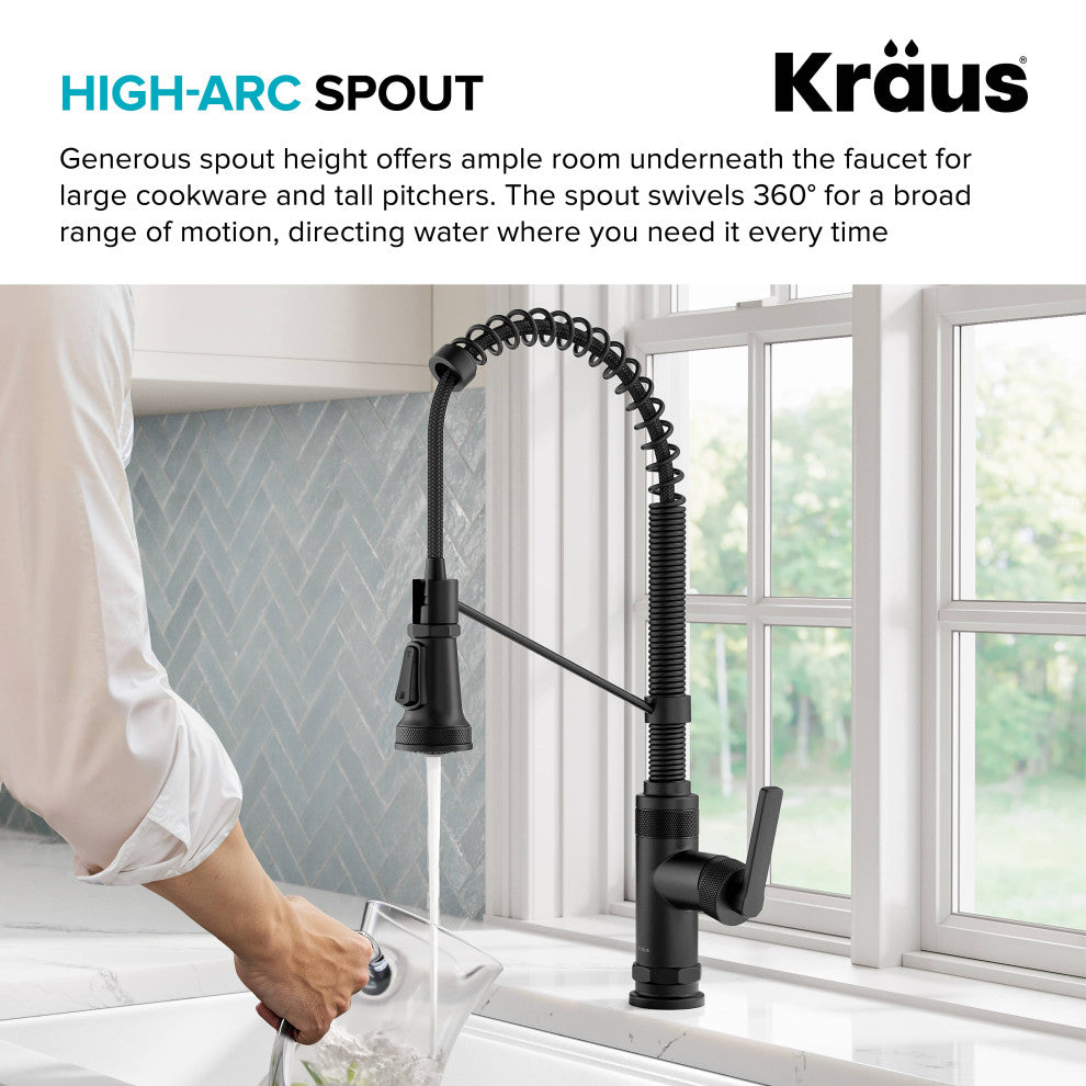 KRAUS Allyn Commercial Style 2-Function 1-Handle Pull Down Kitchen Faucet MB