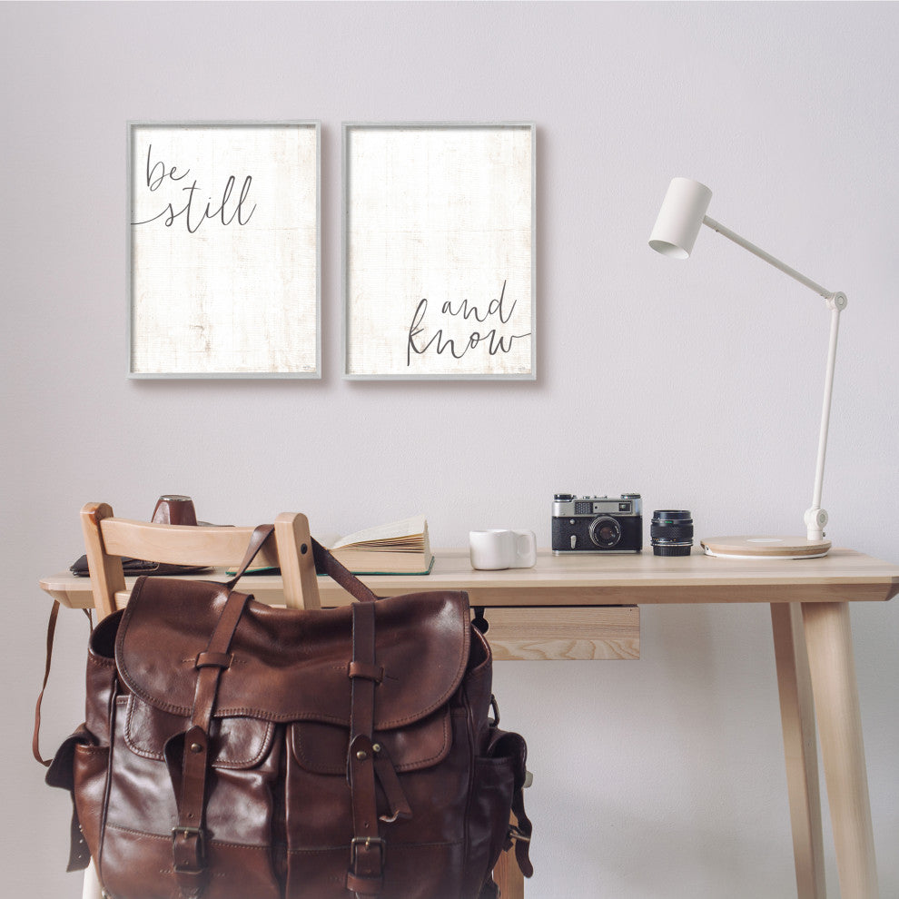 Be Still And Know Calligraphy Inspirational Phrase, 2pc, each 11 x 14