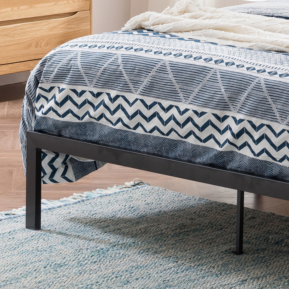 GDF Studio Jones Queen-Size Bed Frame, Charcoal Gray
