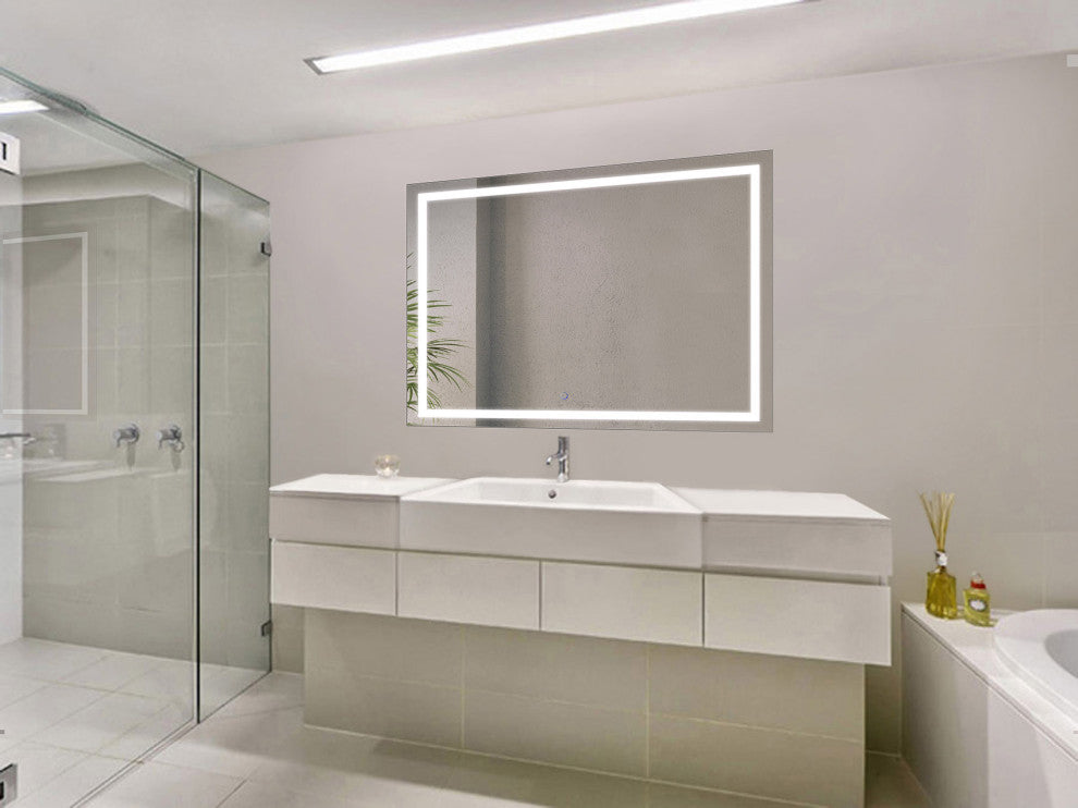 Krugg LED Bathroom Mirror, Lighted Vanity Mirror Dimmer and Defogger, 48x36