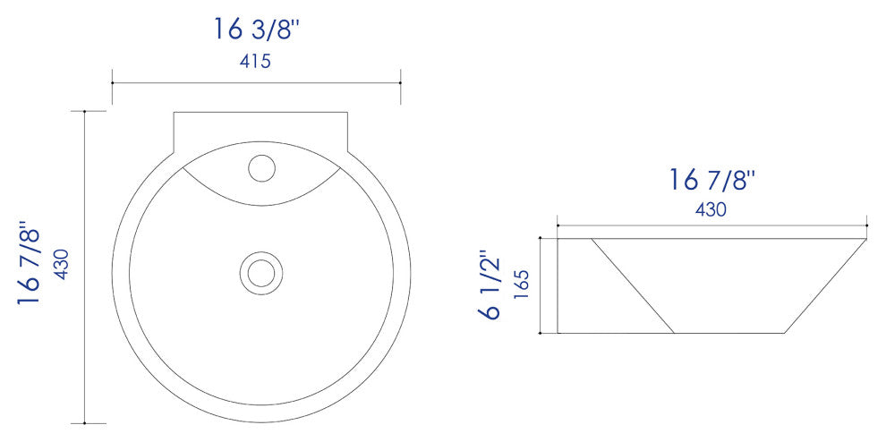 Alfi Brand Abc113 White 17" Round Wall Mounted Ceramic Sink With Faucet Hole