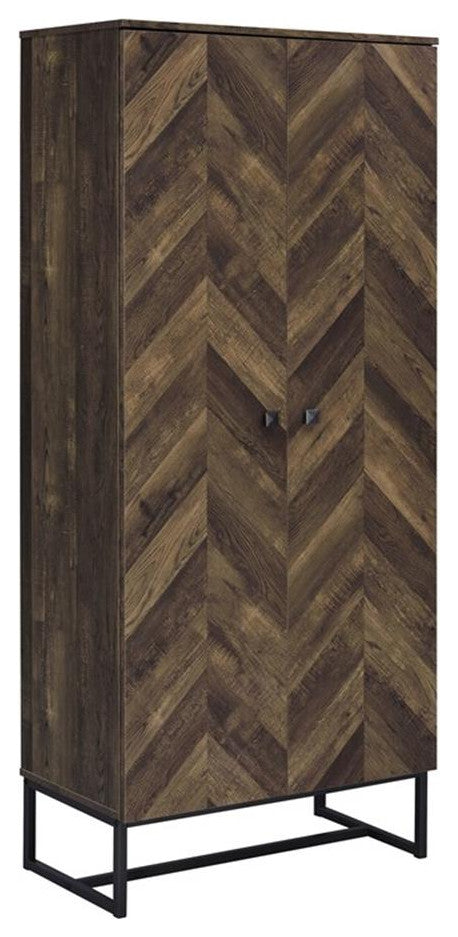 Coaster Farmhouse Wood 2-Door Accent Storage Cabinet with Metal Base in Oak