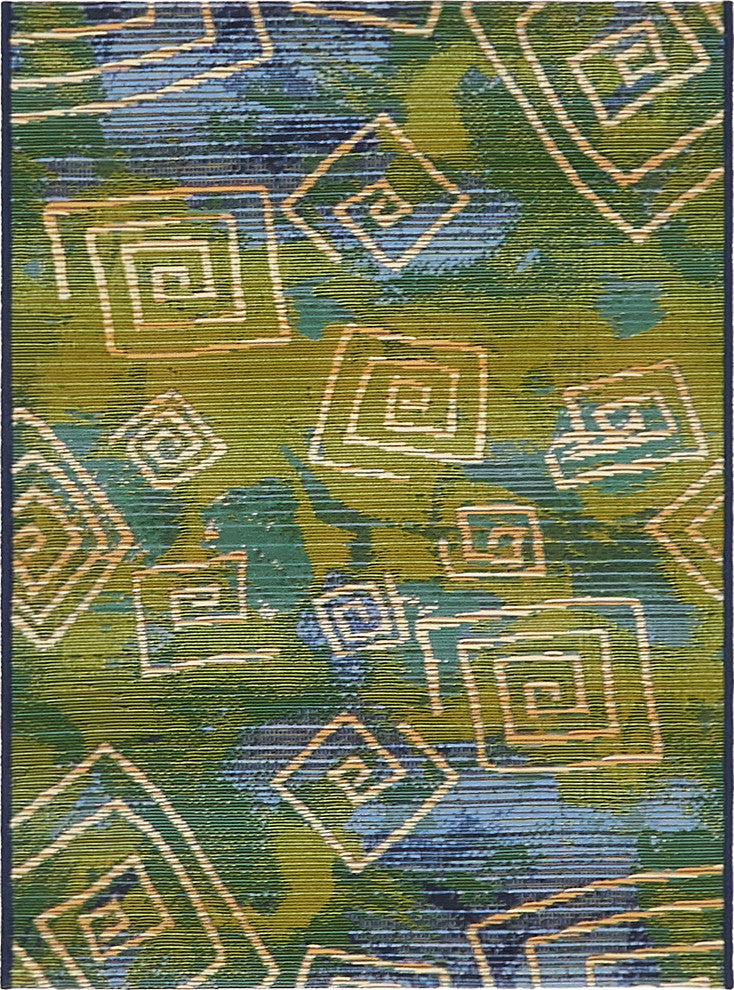 Unique Loom Blue Vortex Outdoor 2' 2 x 3' 0 Area Rug