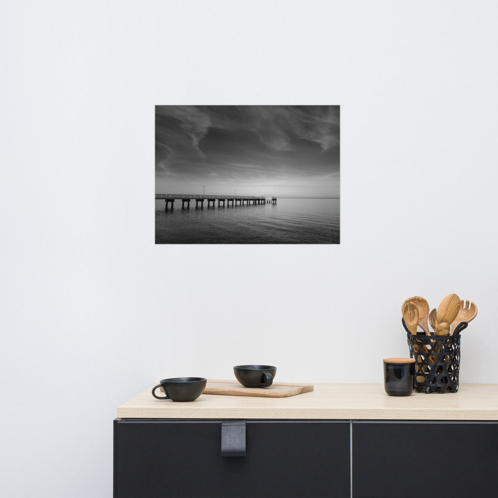 End of the Pier Landscape Photo, Beach Unframed Wall Art Print, 18" X 24"