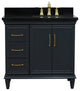 37" Single Vanity, Dark Gray Finish With Black Galaxy