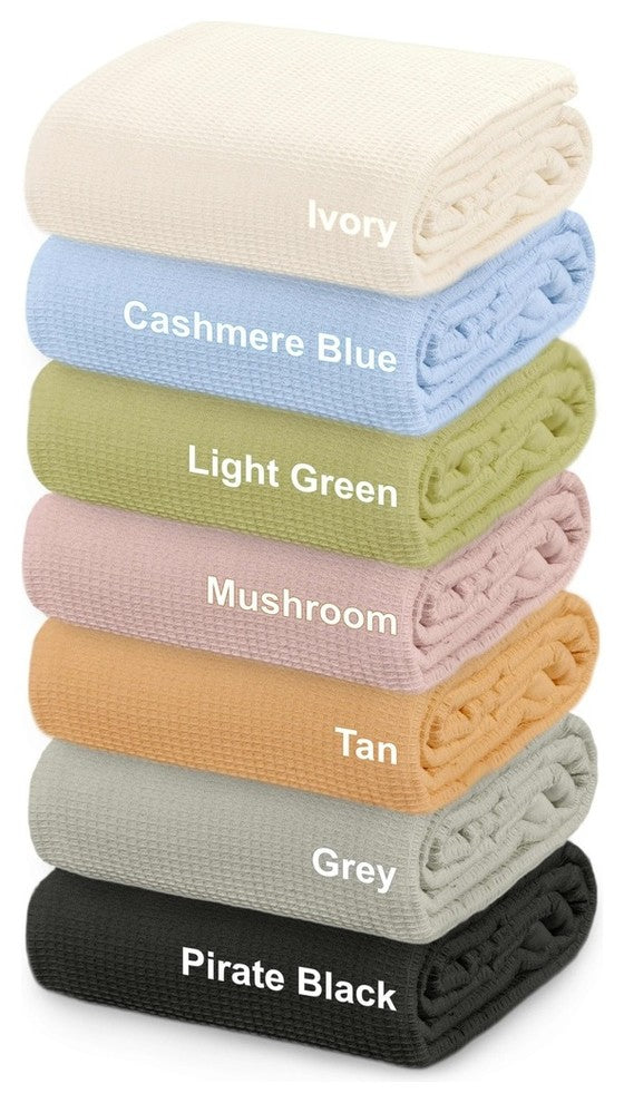 Crover Collection All Season Thermal Waffle Cotton Blanket, Cashmere Blue, King