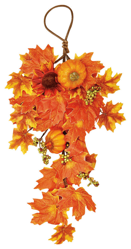 22" Sunflower, Leaf and Pumpkin Teardrop