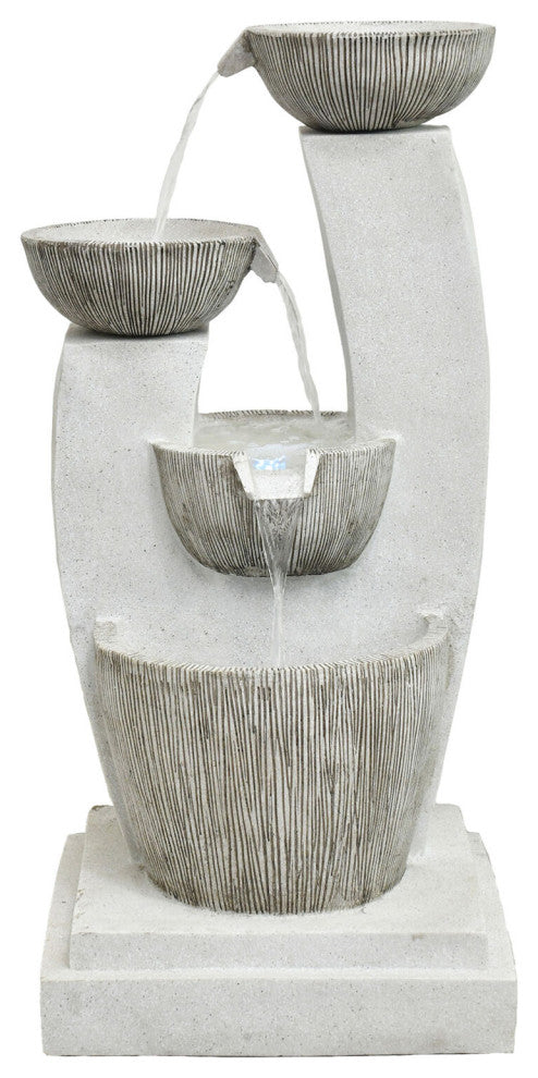 32.5" Contemporary Basin Indoor/Outdoor Garden Fountain, LED Lights