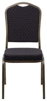 Hercules Series Crown Back Stacking Banquet Chair, Black Patterned, Gold Vein