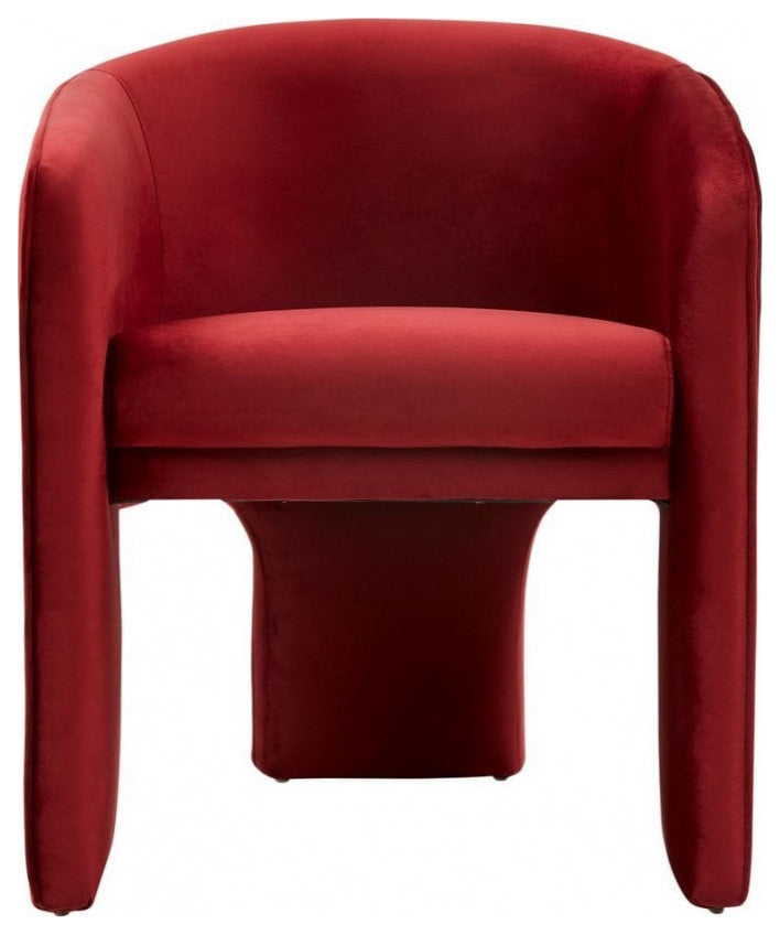 28" Contemporary Dark Burnt Orange Velvet Three Legged Chair