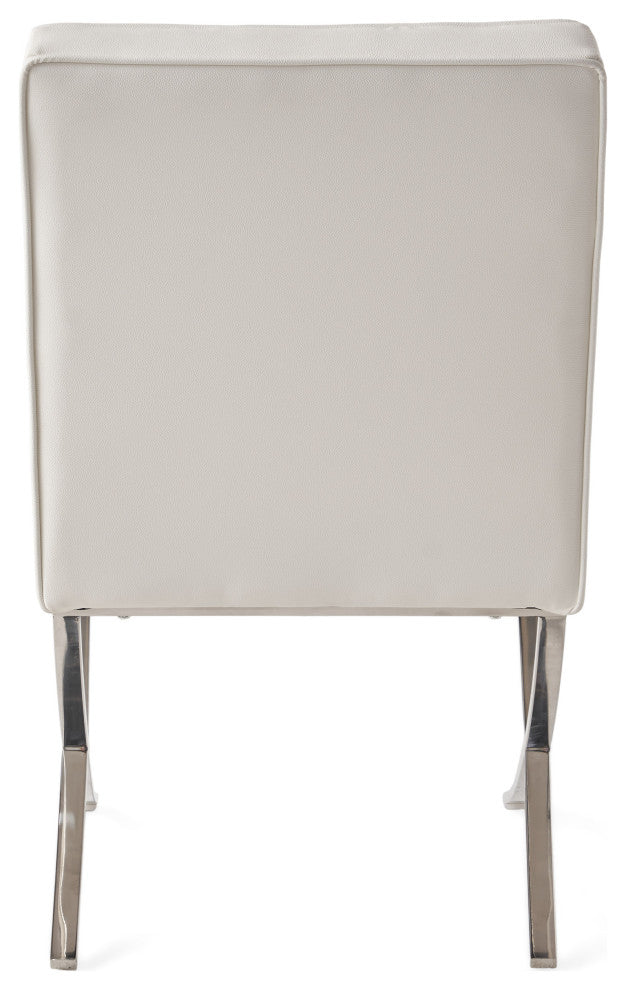 GDF Studio Pandora Modern Button Tufted Bonded Leather Dining Chairs, Set of 2, White