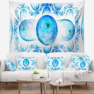 Blue Exotic Fractal Pattern Abstract Wall Tapestry, 92"x78"