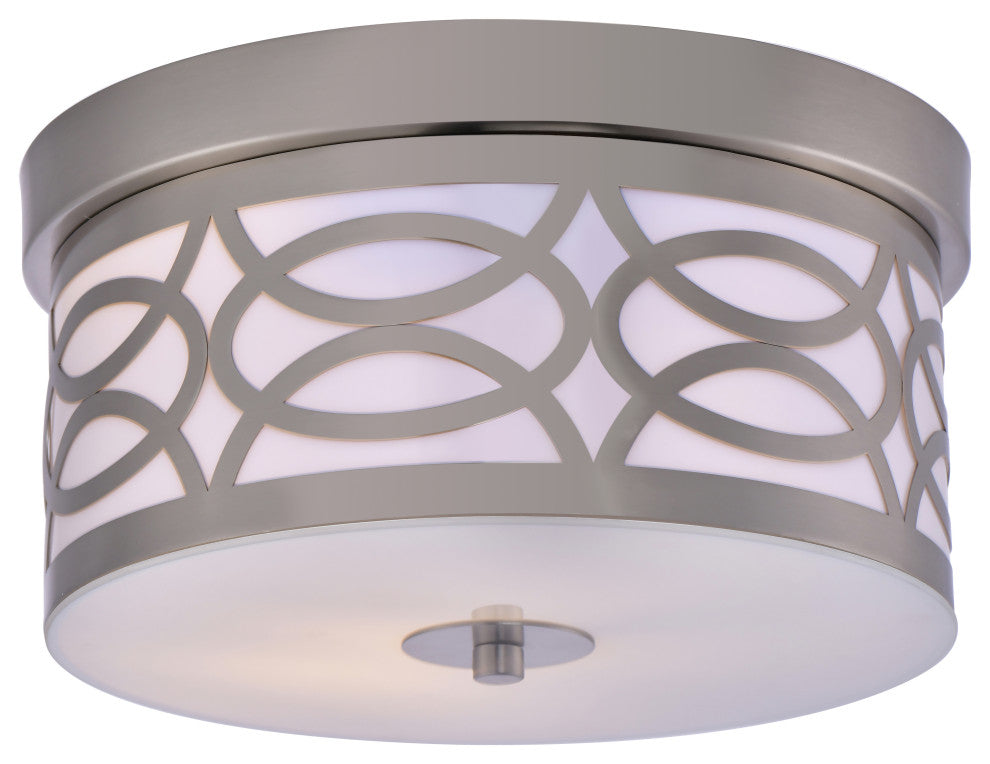 Lazzur Aude 2 Light 12" Satin Nickel Flush Mount Ceiling Light