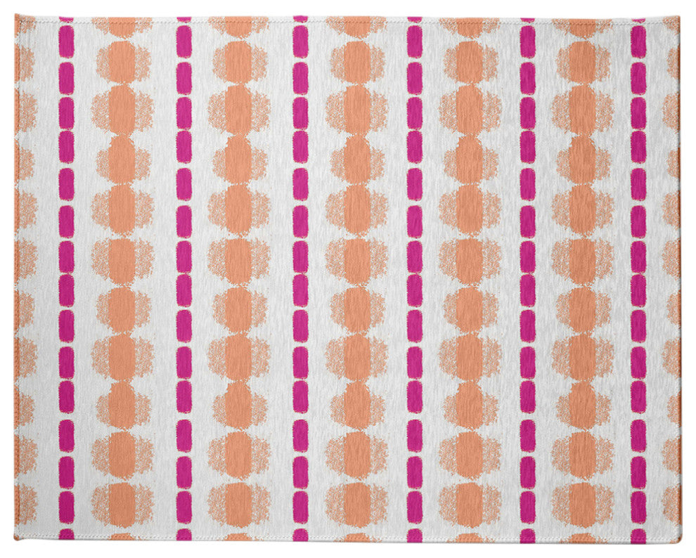 Watercolor Stripe Spring Chenille Rug, Orange-Orchid, 8'x10'