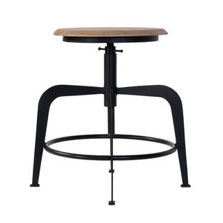 Edison 20-27" Adjustable Seat Height Iron and Wood Bar Stool