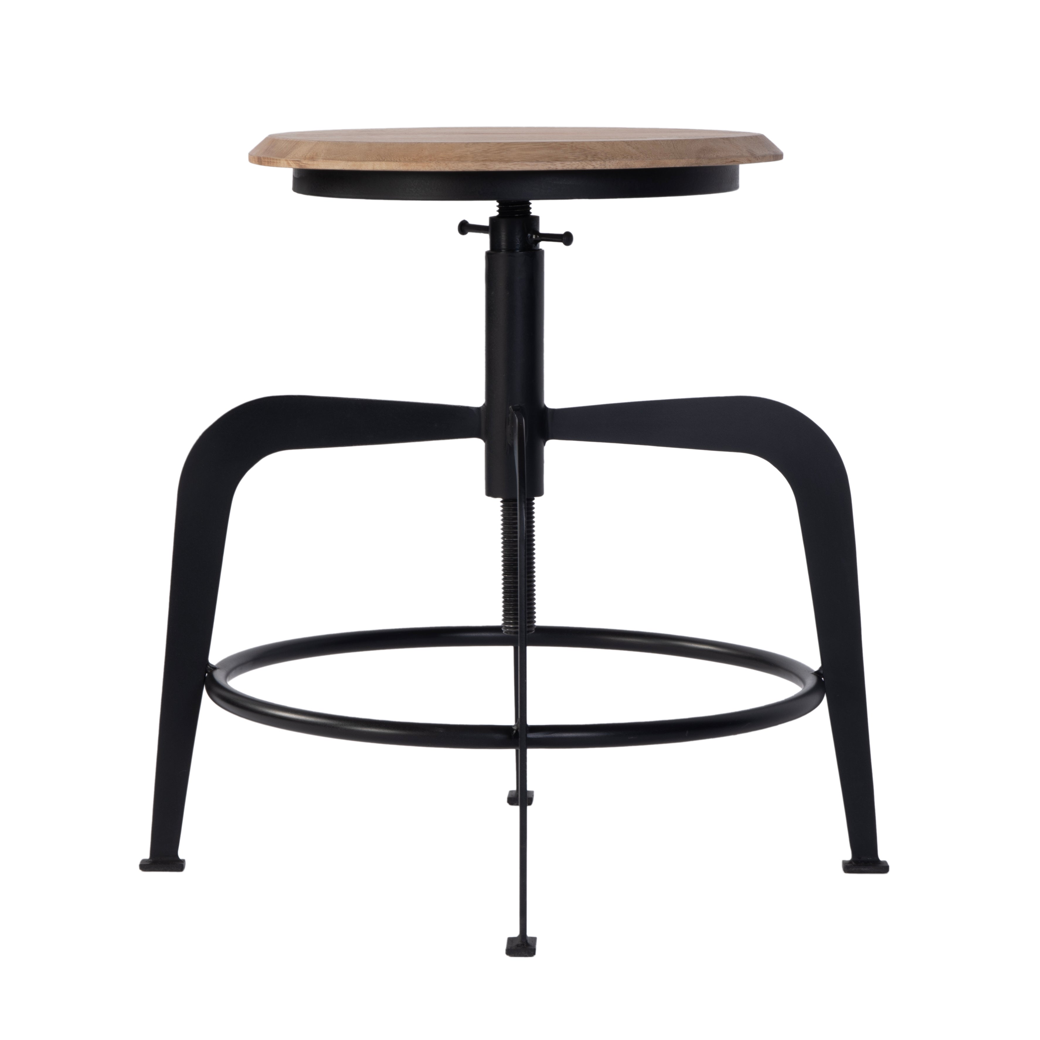 Edison 20-27" Adjustable Seat Height Iron and Wood Bar Stool