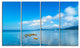 "Rocks in A Blue Panoramic Sea Bay" Seashore Wall Art, 4 Panels, 48"x28"