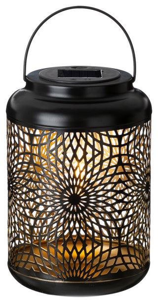 8.75"H Metal Cutout Solar Powered Outdoor Hanging Lantern