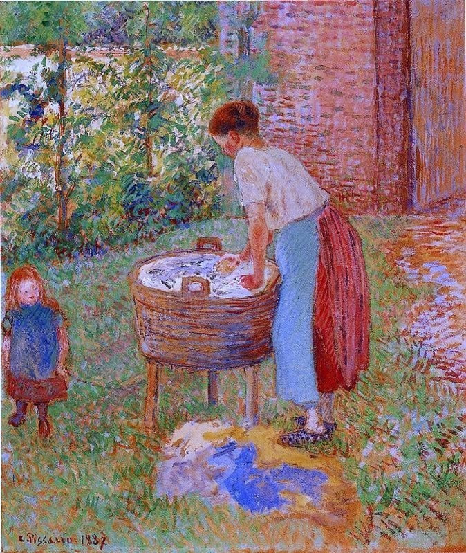 Camille Pissarro Washerwoman Eragny, 20"x25" Wall Decal Print