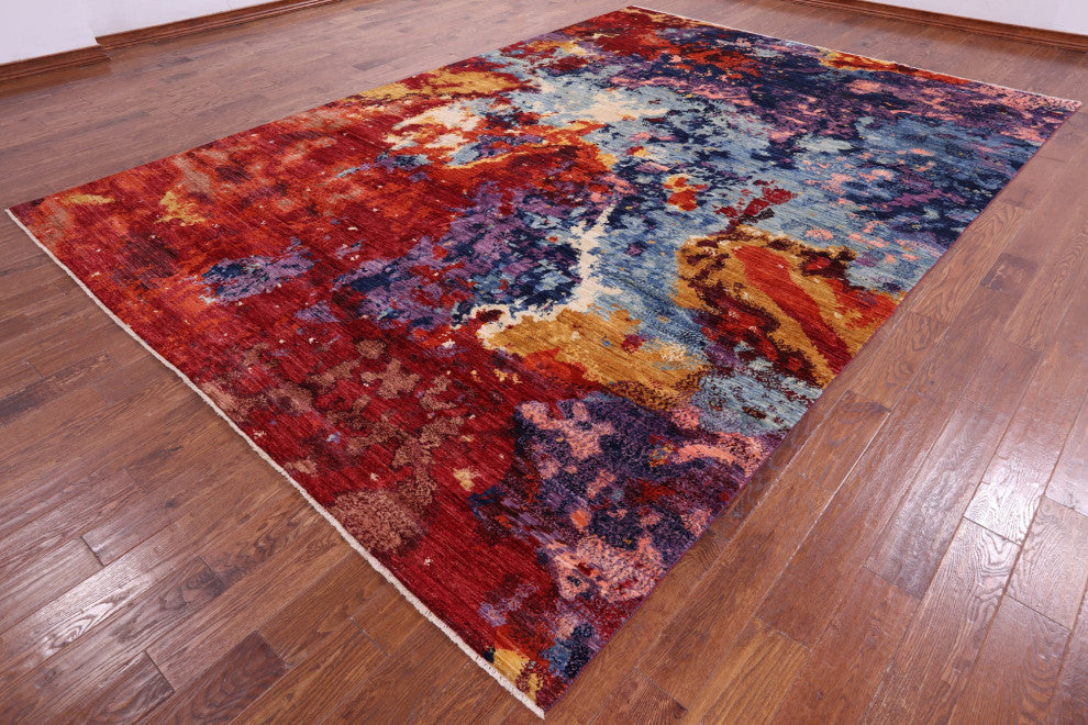 9' 5" X 13' 5" Modern Abstract Hand Knotted Wool Rug - Q12637