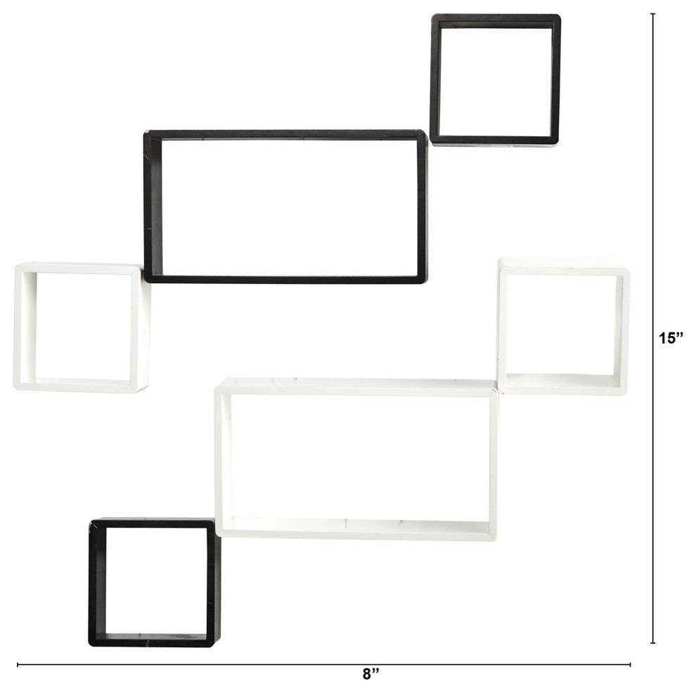 Nearly Natural 7098 15" Modern Wall Art Decor Floating Shelves, 6-Piece Set