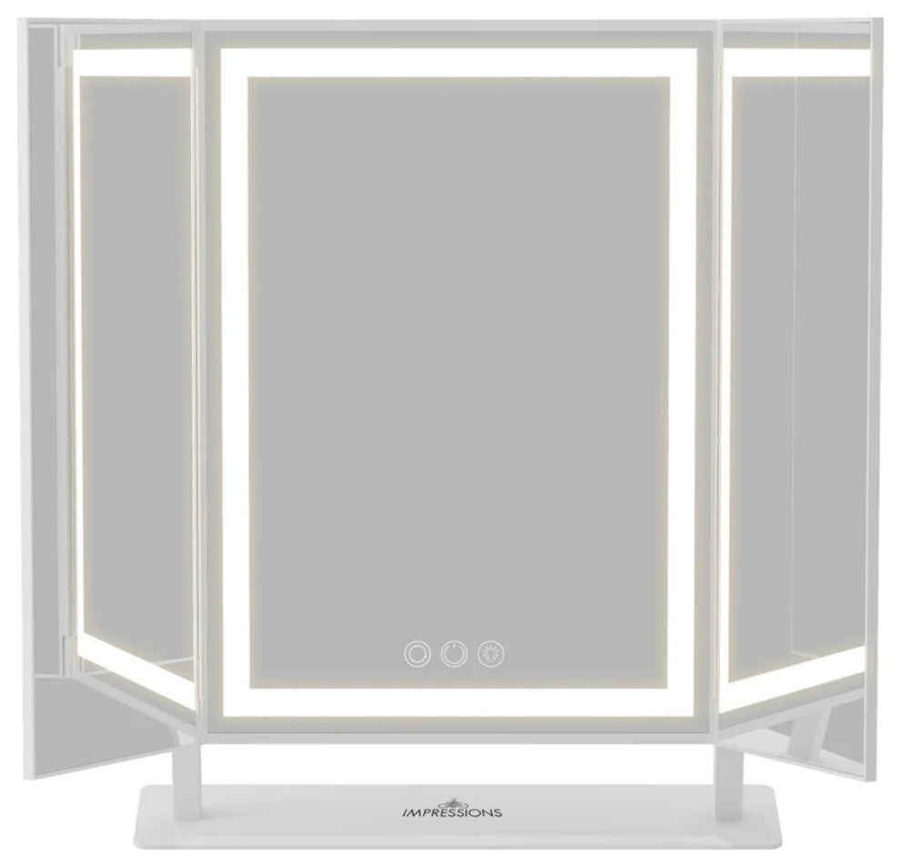 Lavish Tri-Fold LED Tri Tone Makeup Mirror, White
