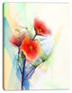 Red Poppy Flowers on Grunge Back, Floral Canvas Art Print, 28"x60"