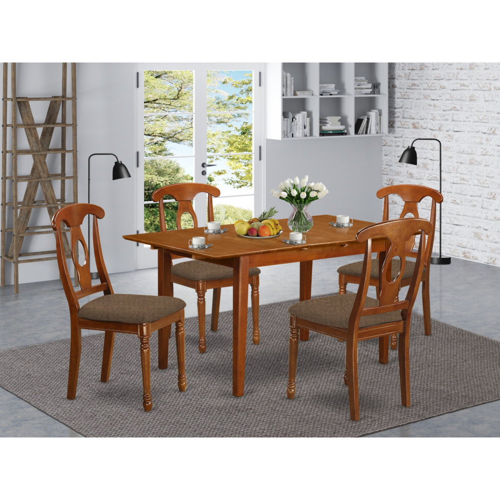 Psna5-Sbr-C 5-Piece Kitchen Table Set Table With Leaf And 4 Dining Table Chairs