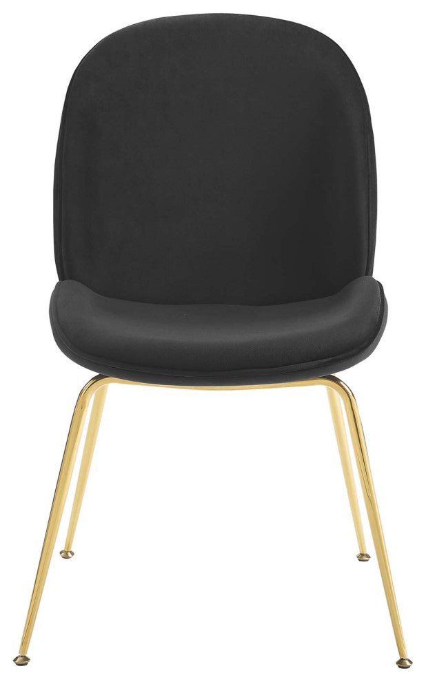 Side Dining Chair, Velvet, Metal, Black, Modern, Bistro Restaurant Hospitality