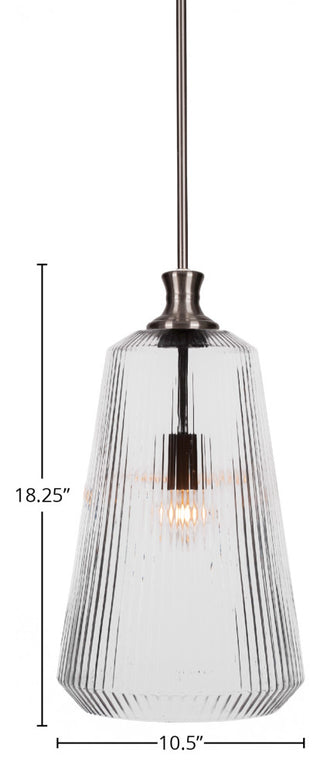 Carina 1-Light Stem Hung Pendant, Brushed Nickel/Clear Ribbed