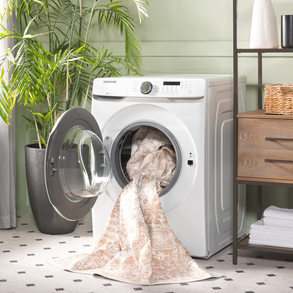 Safavieh Arizona Machine-Washable Collection ARZ127 Rug, Beige/Gold, 5'x8'