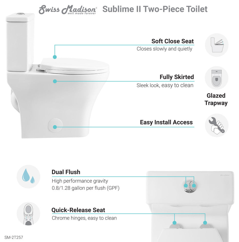 Sublime II Compact Two Piece Toilet 24" Long Dual Flush 0.8/1.28 GPF Elongated