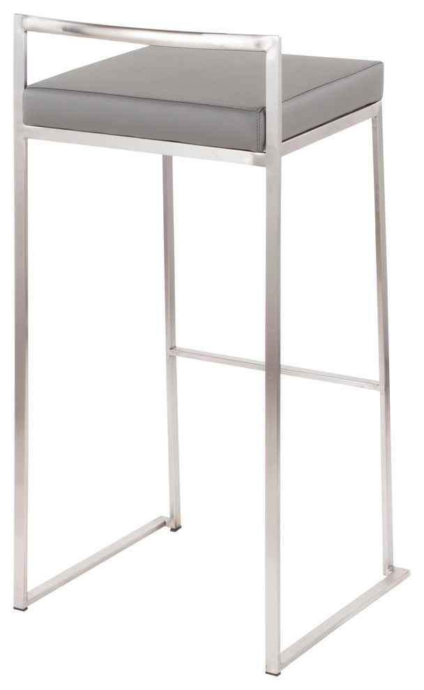 LumiSource Fuji Barstool, Stainless Steel Set of 2, Grey
