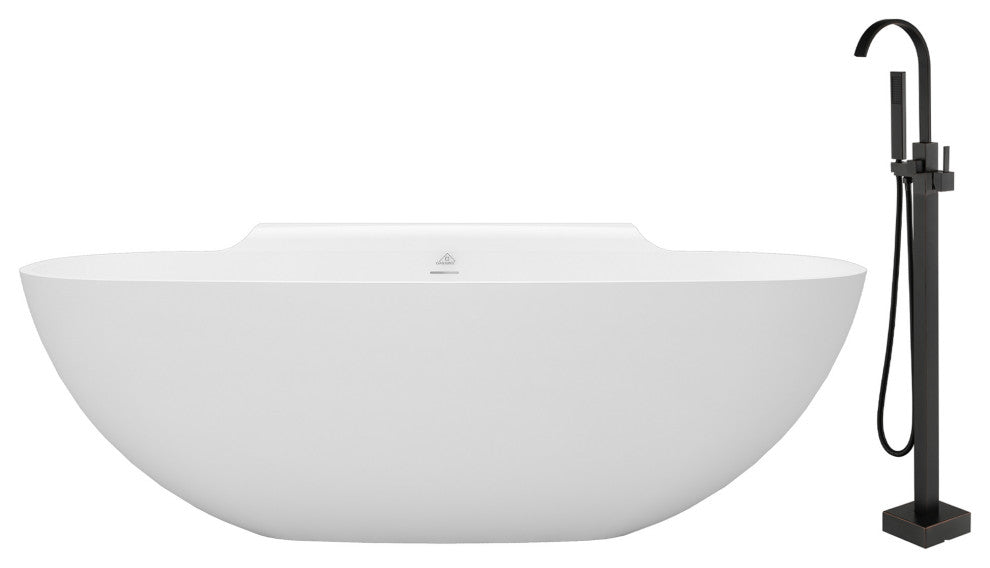 71 inch Freestanding Solid Surface Bathtub with Standing Faucet
