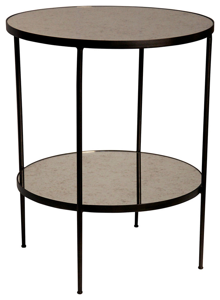 Anna Side Table, Metal and Antiqued Mirror