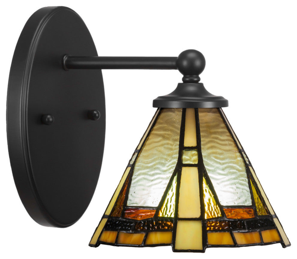 Capri 1-Light Wall Sconce, Matte Black/Zion Art