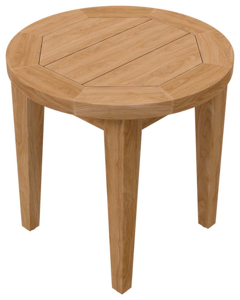 Lounge Coffee Side Table, Round, Brown Natural, Wood, Modern, Outdoor Patio